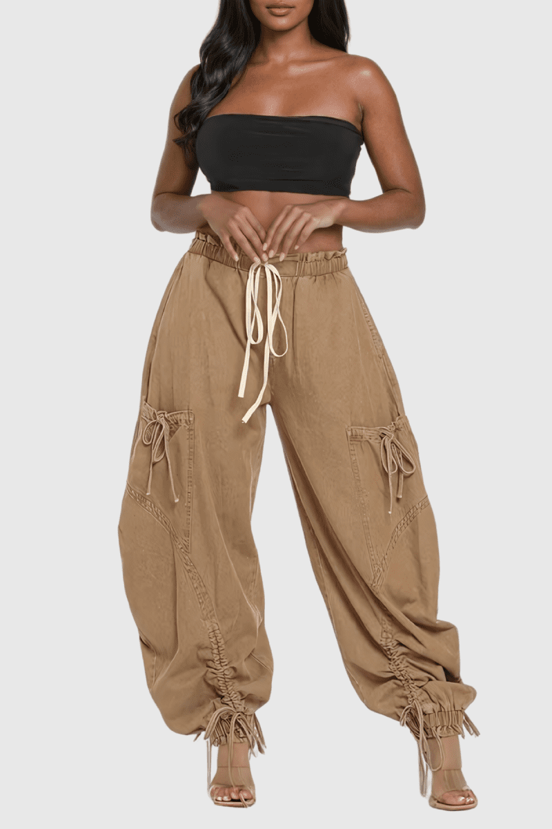 AstridDrawstringLaceUpJeansInKhaki 1