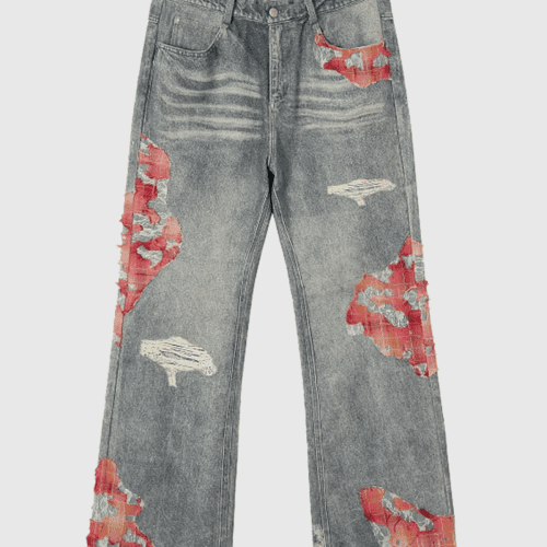 Avni Lace Patchwork Torn Jeans 1