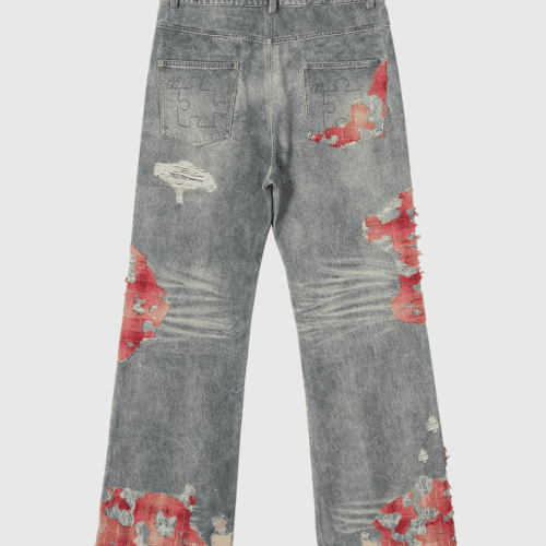 Avni Lace Patchwork Torn Jeans 2