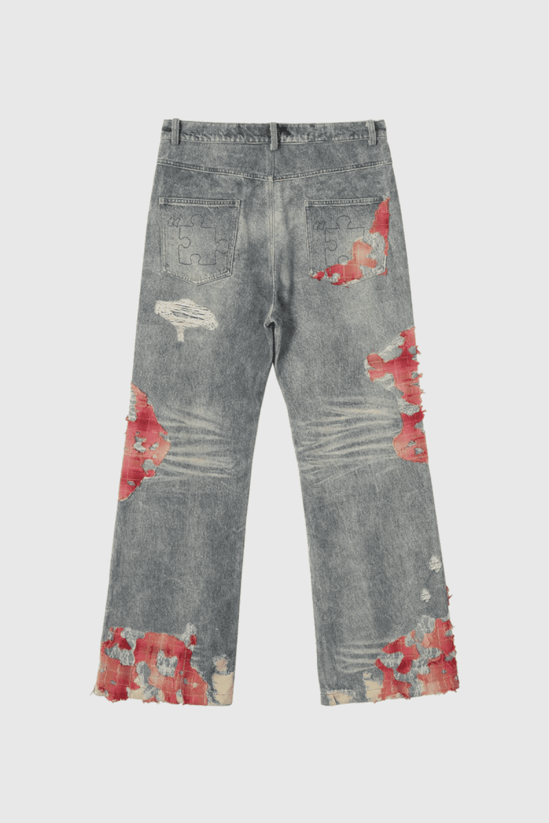 Avni Lace Patchwork Torn Jeans 2