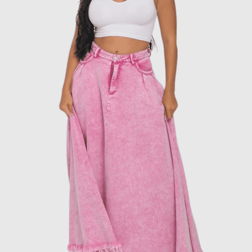 Ayleen Maxi Denim Skirt In Pink 3