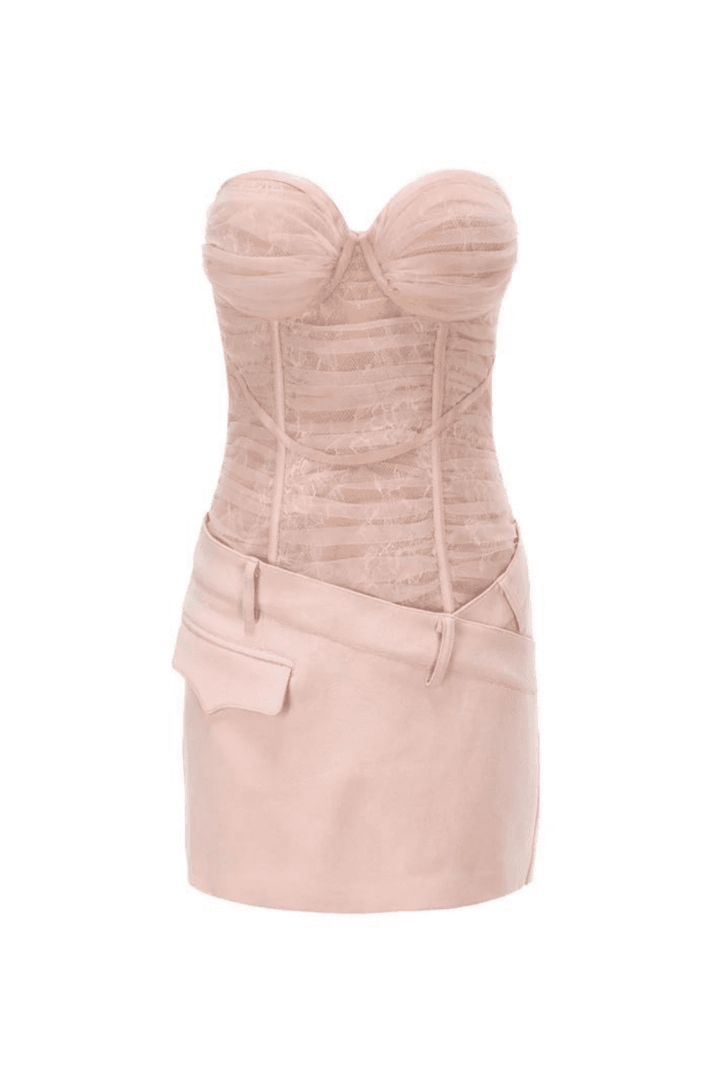 AzariOffShoulderFakeTwoPieceMiniDressInSlightPink 5