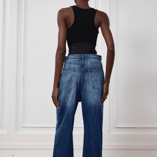 Azaria High Rise Patchwork Jeans In Blue 1