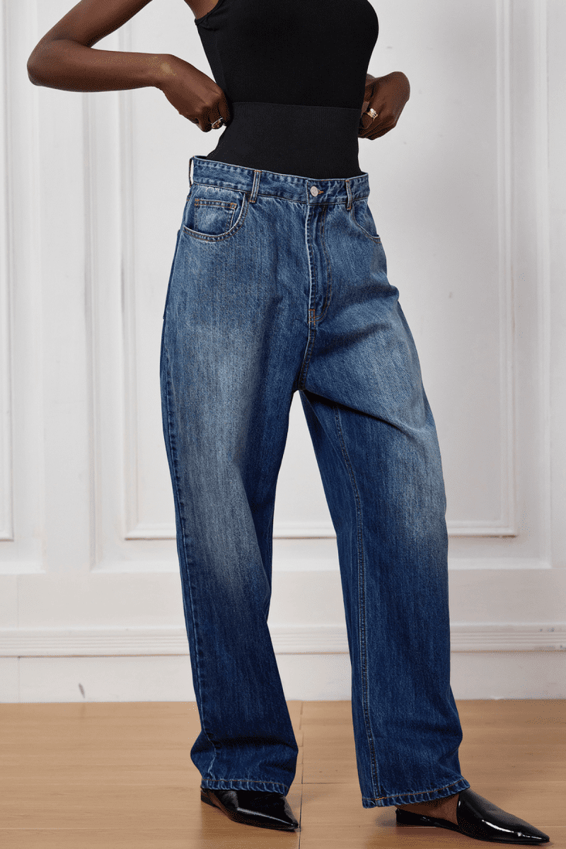 Azaria High Rise Patchwork Jeans In Blue 3