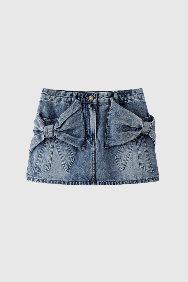 BadaneBowShortDenimSkirt 1