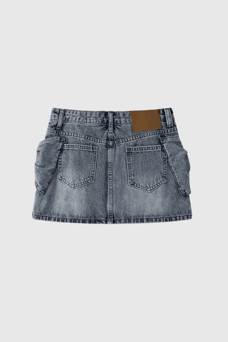 BadaneBowShortDenimSkirt 2