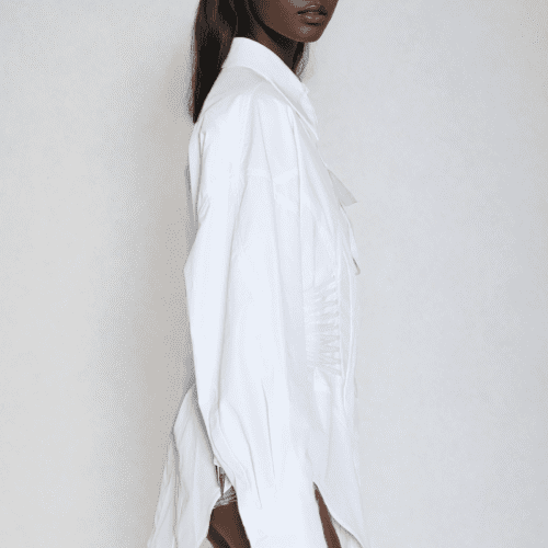 Bagheera Ruch Drawstring Shirt In White 3