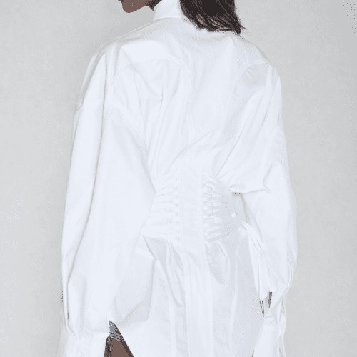 Bagheera Ruch Drawstring Shirt In White 4