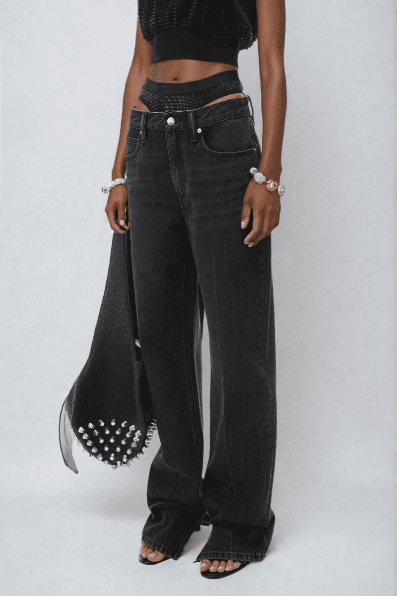 Bahari Cutout Deconstruct Jeans In Black 2