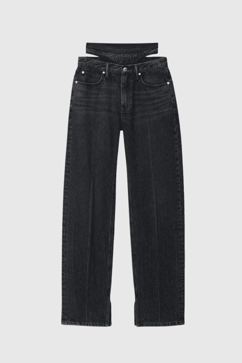 Bahari Cutout Deconstruct Jeans In Black 4