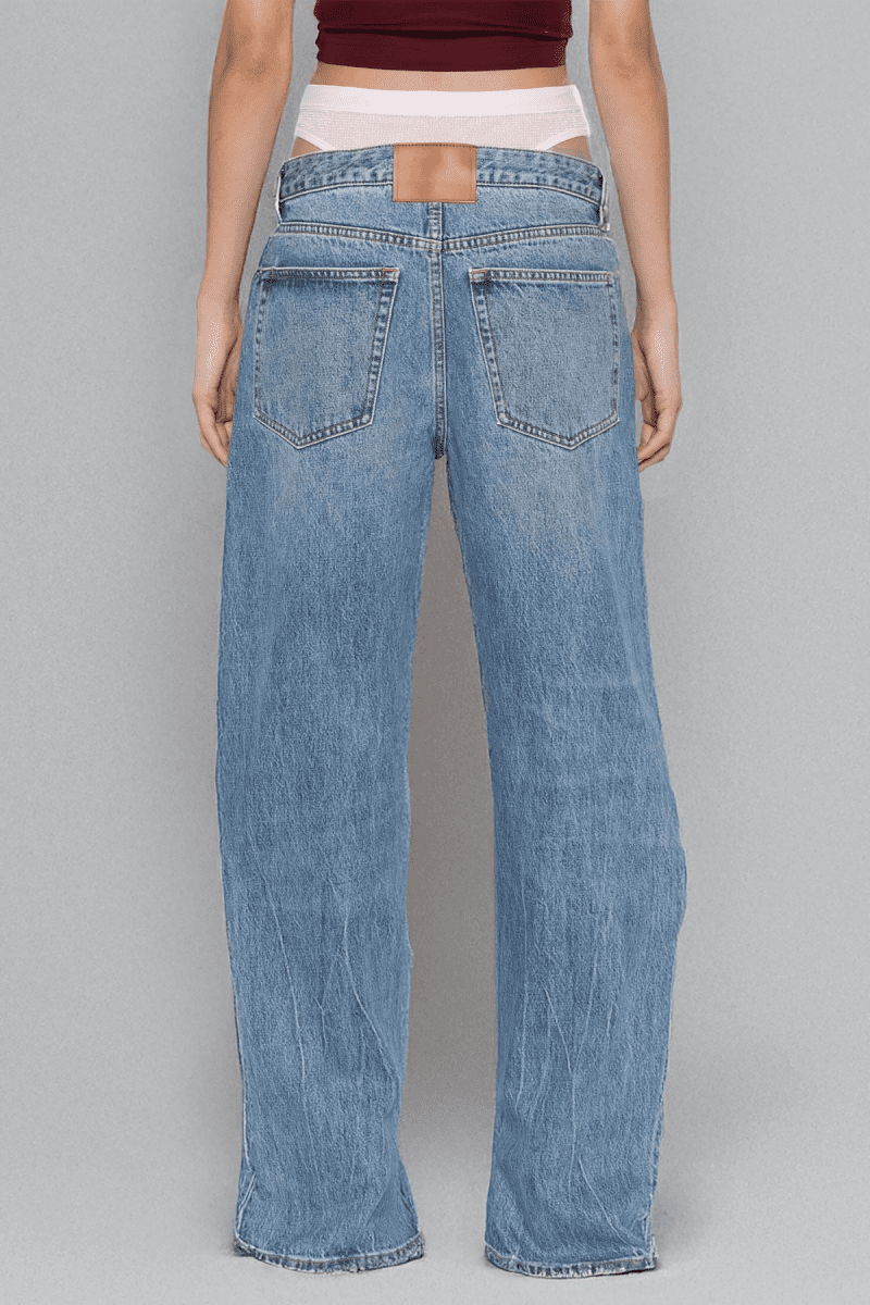 Bahari Cutout Deconstruct Jeans In Blue