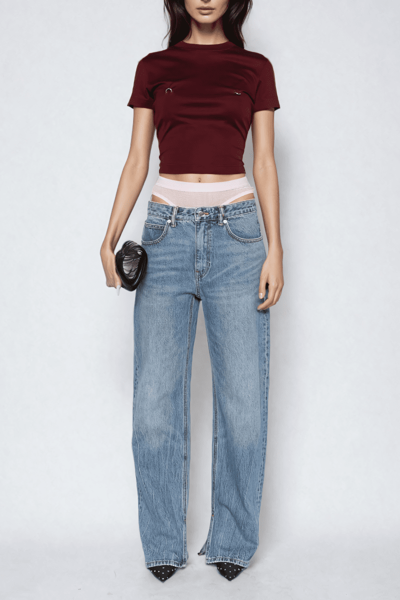 Bahari Cutout Deconstruct Jeans In Blue 1