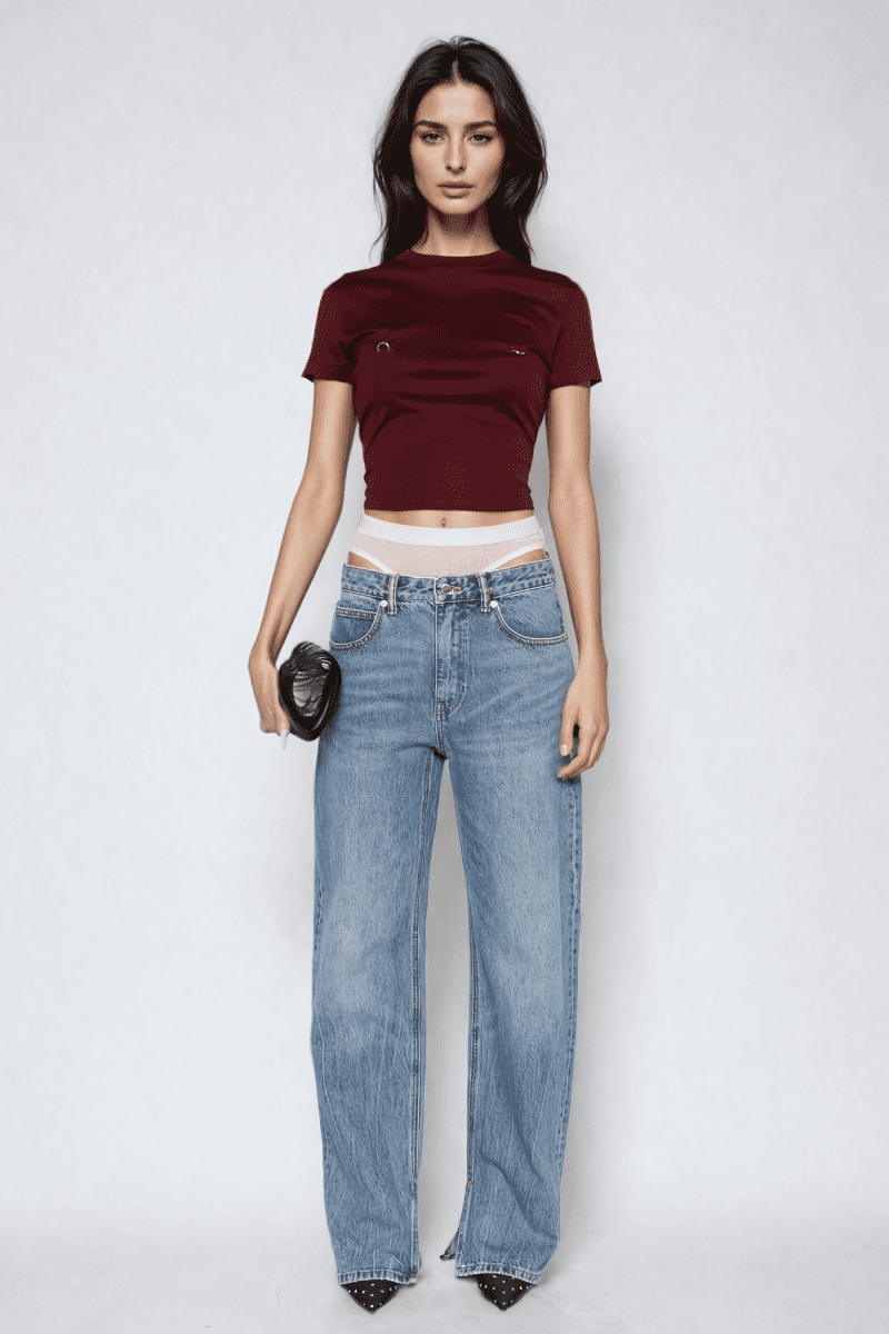 Bahari Cutout Deconstruct Jeans In Blue 2