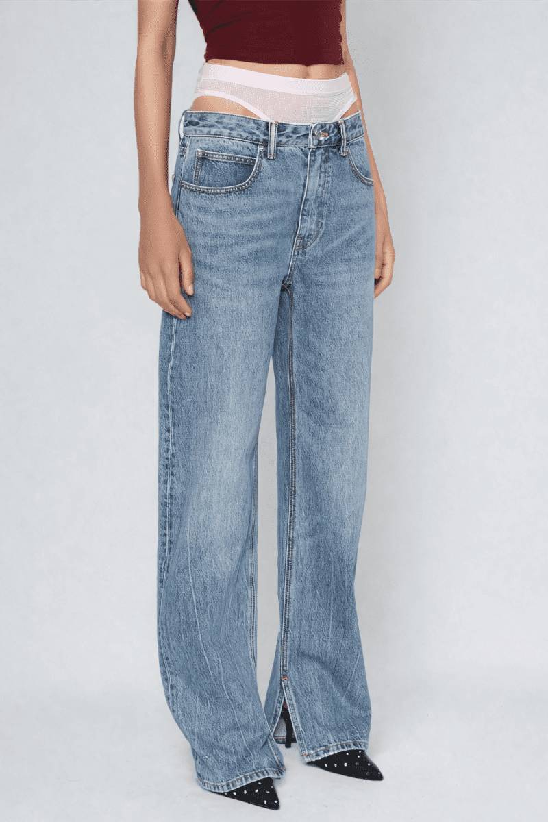 Bahari Cutout Deconstruct Jeans In Blue 3