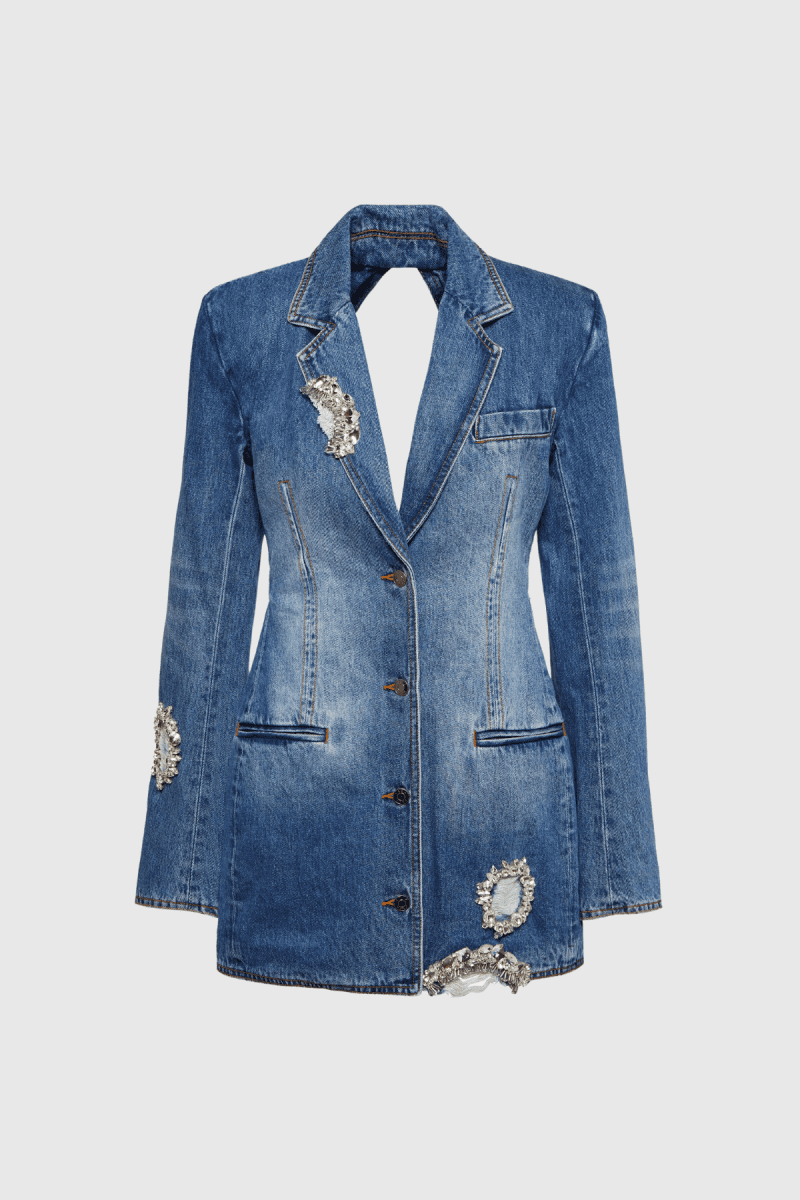 BaldwinRhinestoneCutoutLapelDenimMiniDress 4