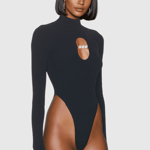 BallariCutoutPearlBodyconBodysuit 3