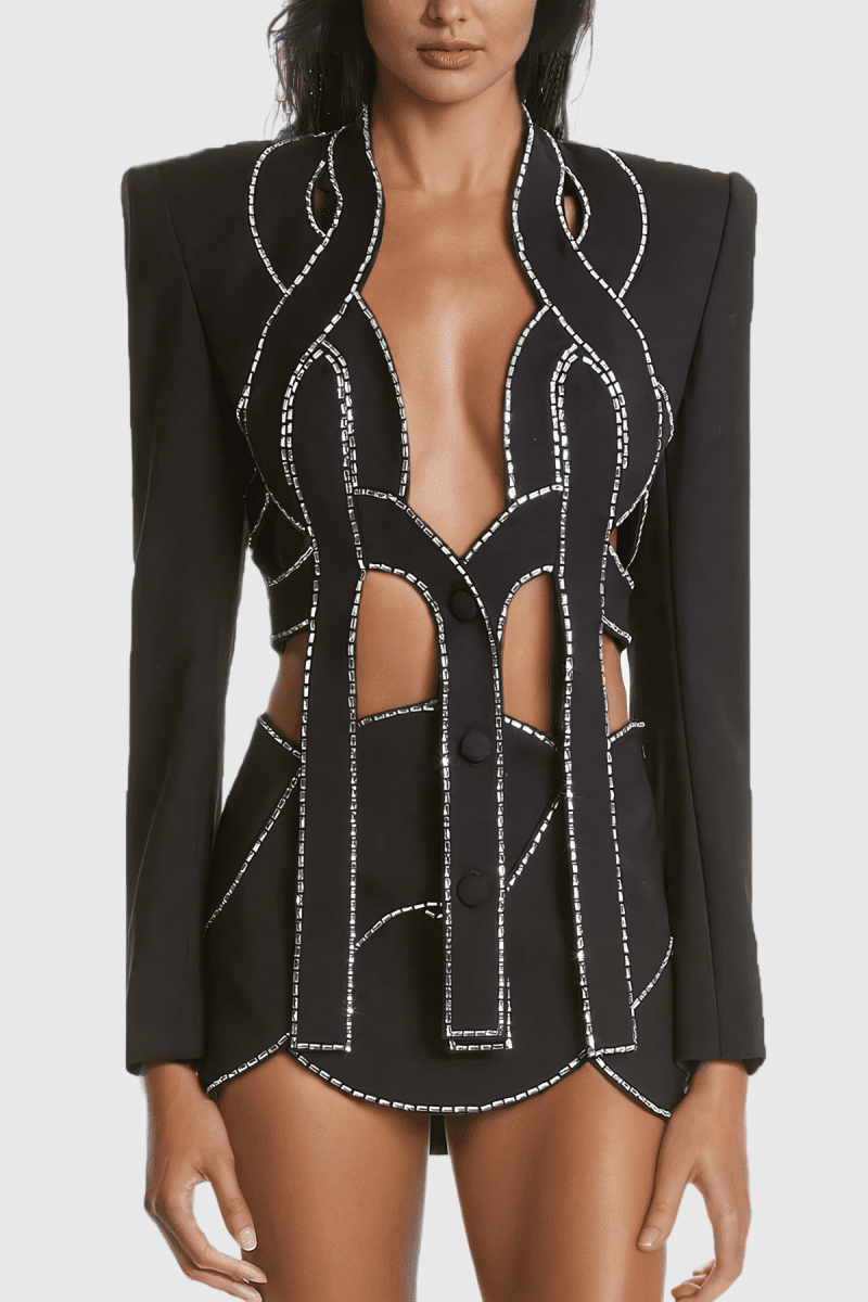 Blake Embellished Bandage Cropped Blazer Set