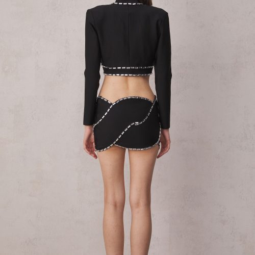 Blake Embellished Bandage Cropped Blazer Set 5