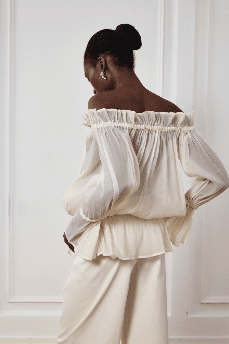 Blessing Lace Up Mesh Ruffle Top 1