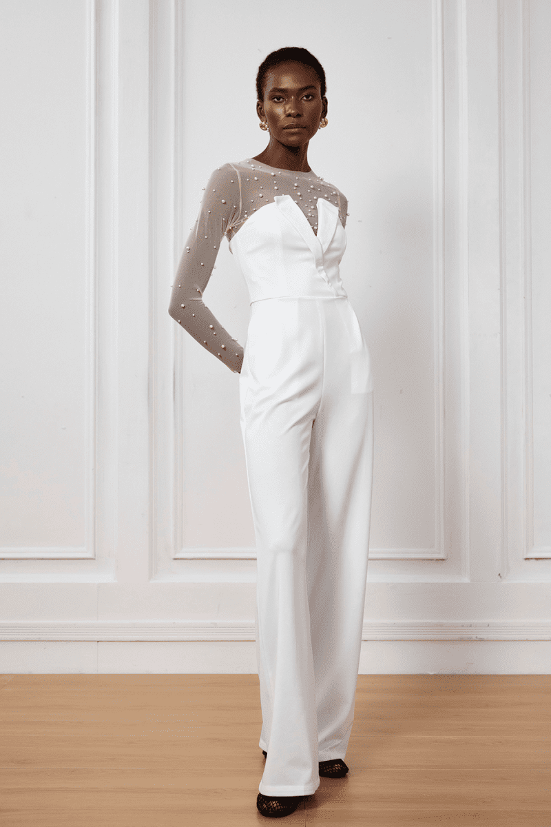 Cadence Pearl Two Piece Plunge Jumpsuits 2