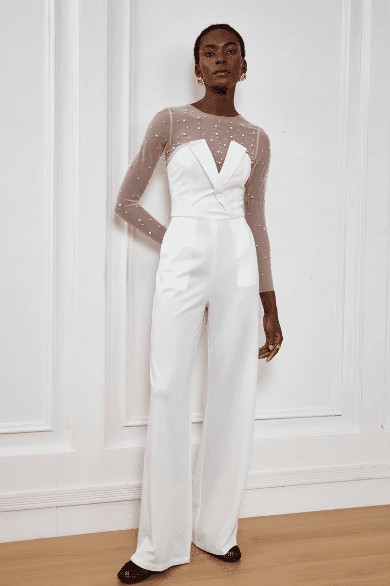 Cadence Pearl Two Piece Plunge Jumpsuits 5