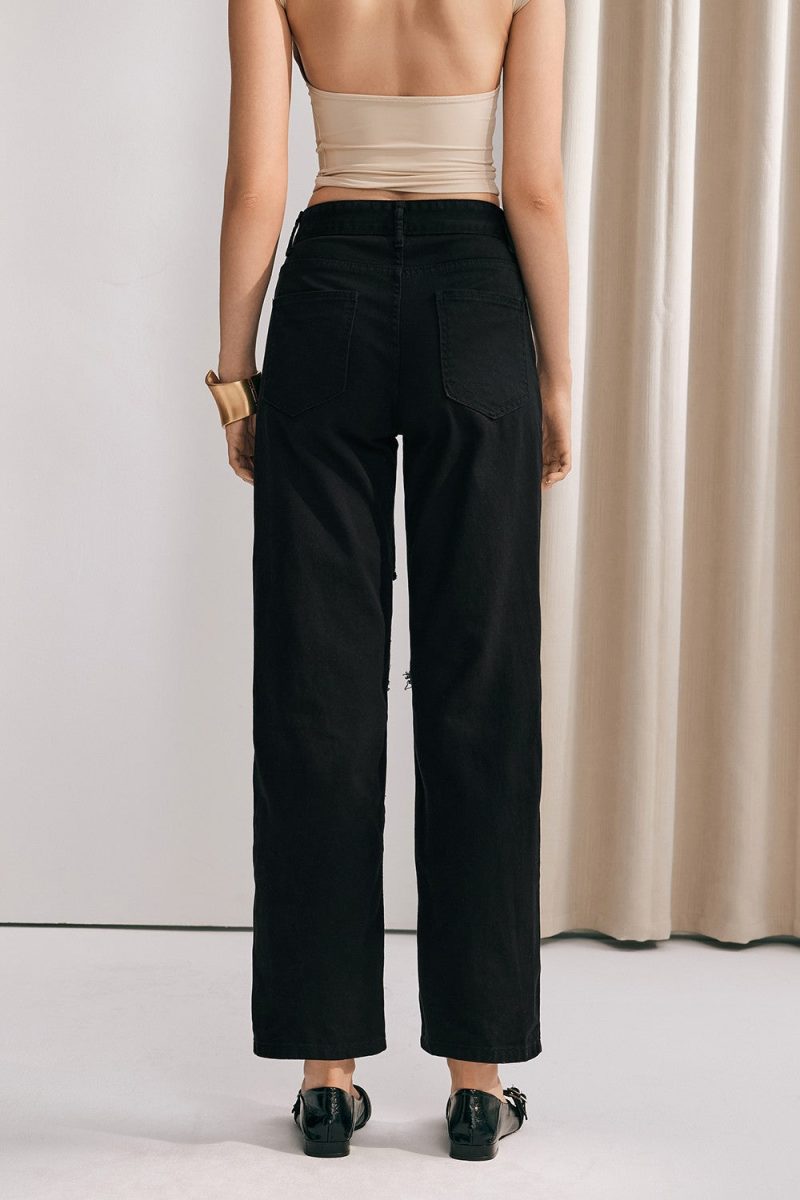 Chloe Mesh Straight Jeans In Black 5