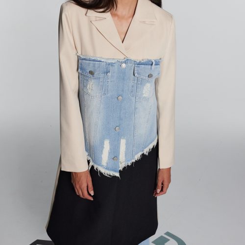 Eben Denim Patchwork Fringe Coat 2