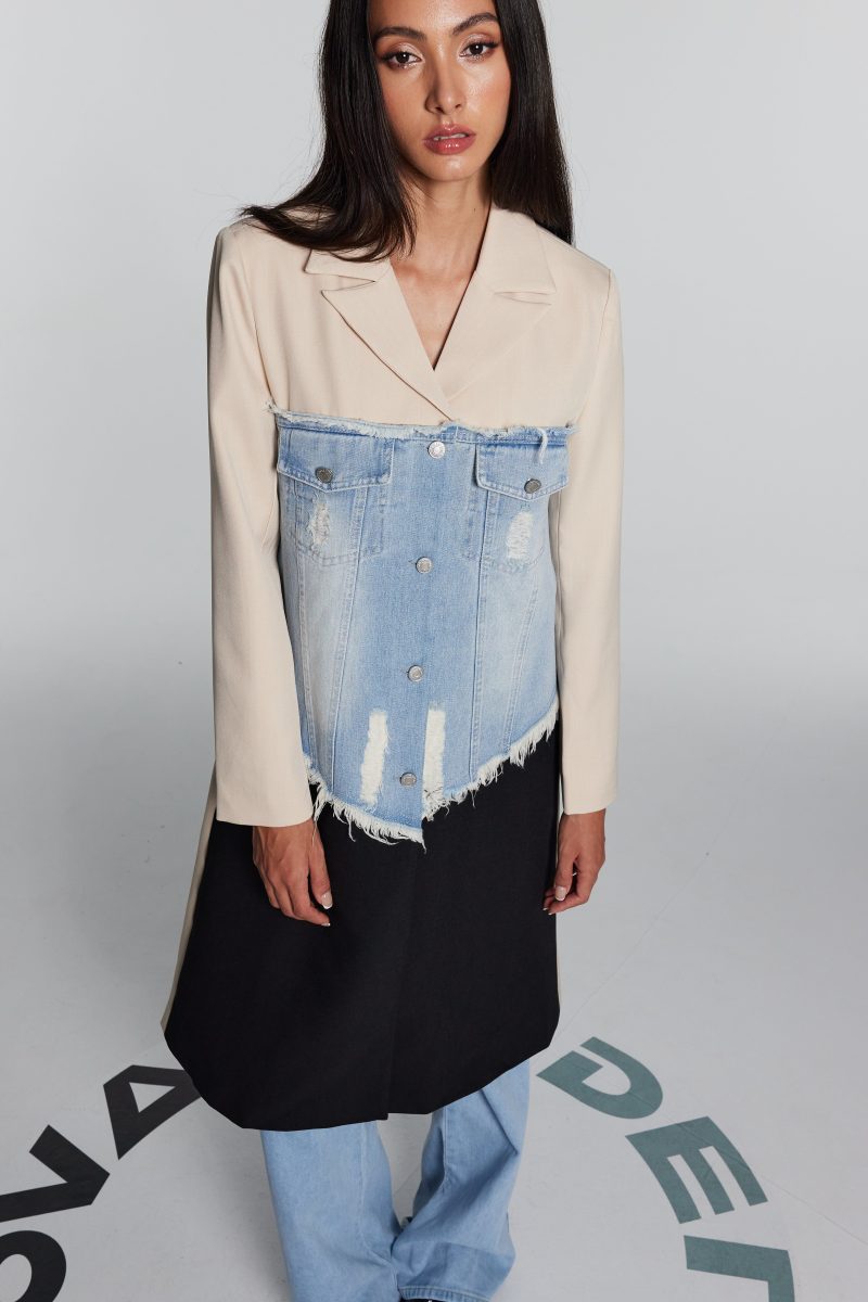 Eben Denim Patchwork Fringe Coat 2