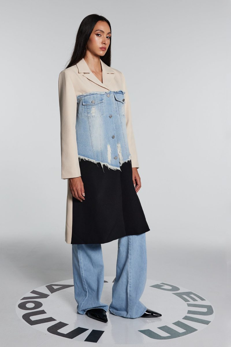 Eben Denim Patchwork Fringe Coat 3