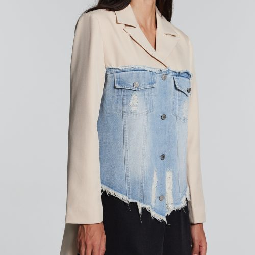 Eben Denim Patchwork Fringe Coat 4