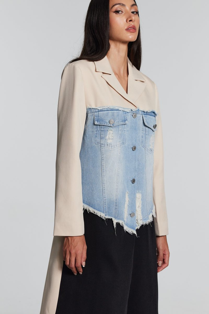 Eben Denim Patchwork Fringe Coat 4