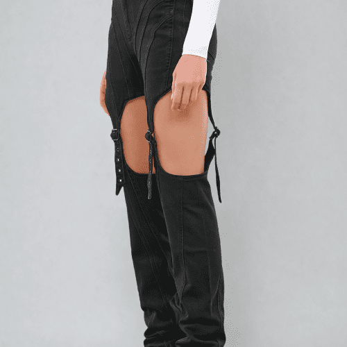 Eshwari Stripe Cutout Jeans In Black 5