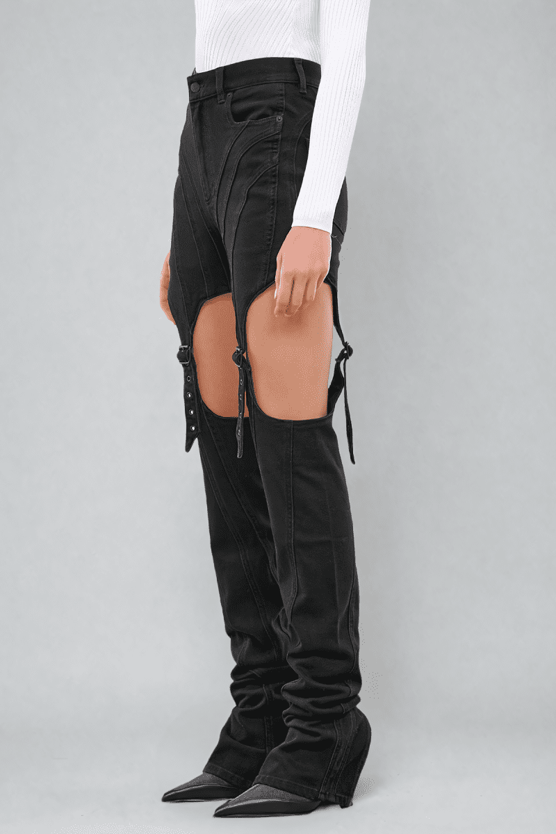 Eshwari Stripe Cutout Jeans In Black 5