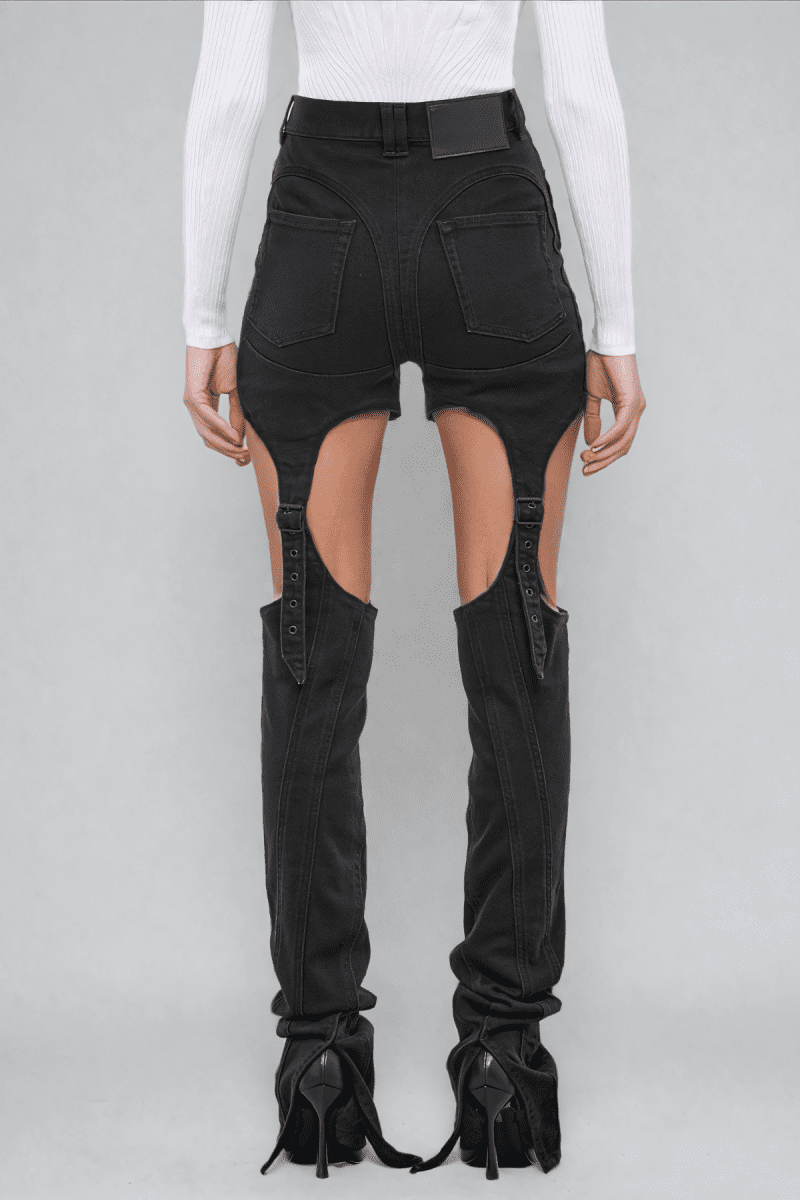 Eshwari Stripe Cutout Jeans In Black 6