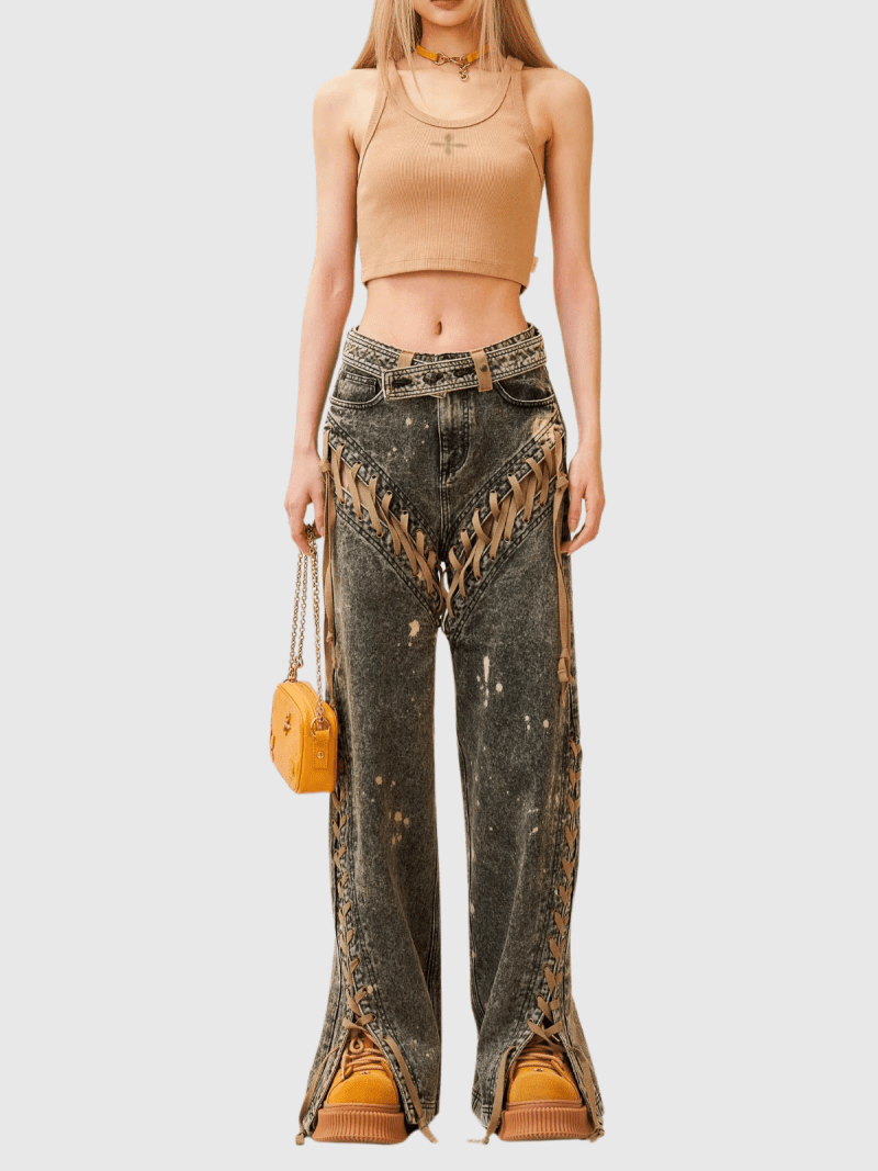 Frances Cowboy Lace Up Jeans 1