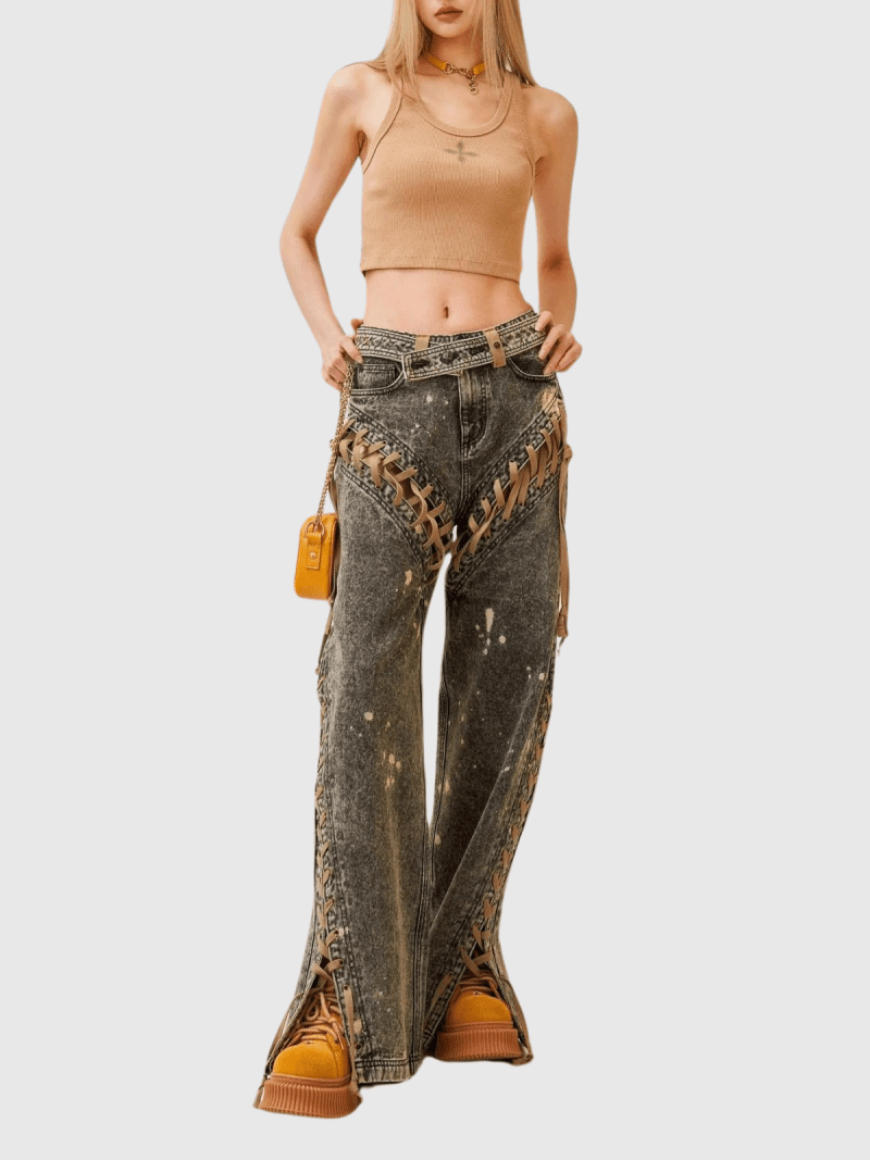 Frances Cowboy Lace Up Jeans 2