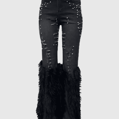 Gretchen Fur Torn Pearl Jeans