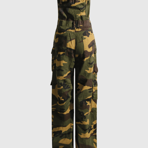 HazelCamouflagePrintedStraplessJumpsuitInYellow 3