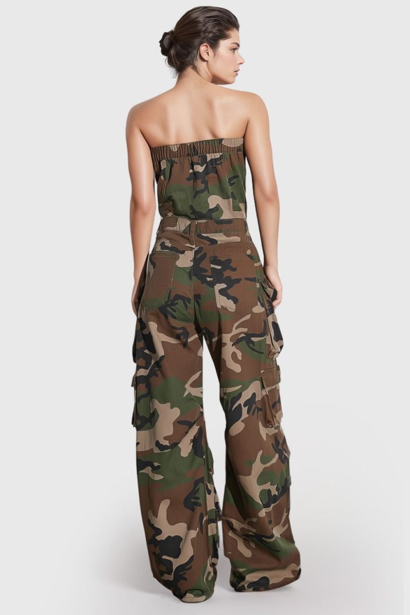 HazelCamouflagePrintedStraplessJumpsuit 1