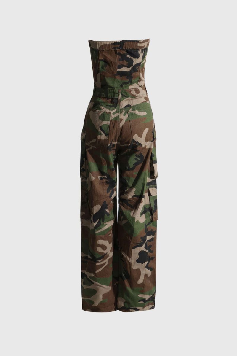 HazelCamouflagePrintedStraplessJumpsuit 2