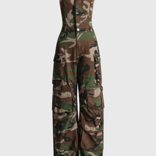 HazelCamouflagePrintedStraplessJumpsuit 3