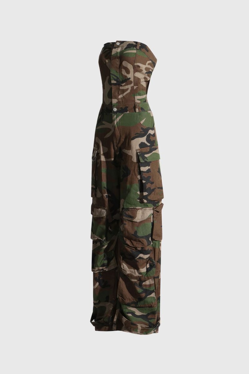 HazelCamouflagePrintedStraplessJumpsuit 4