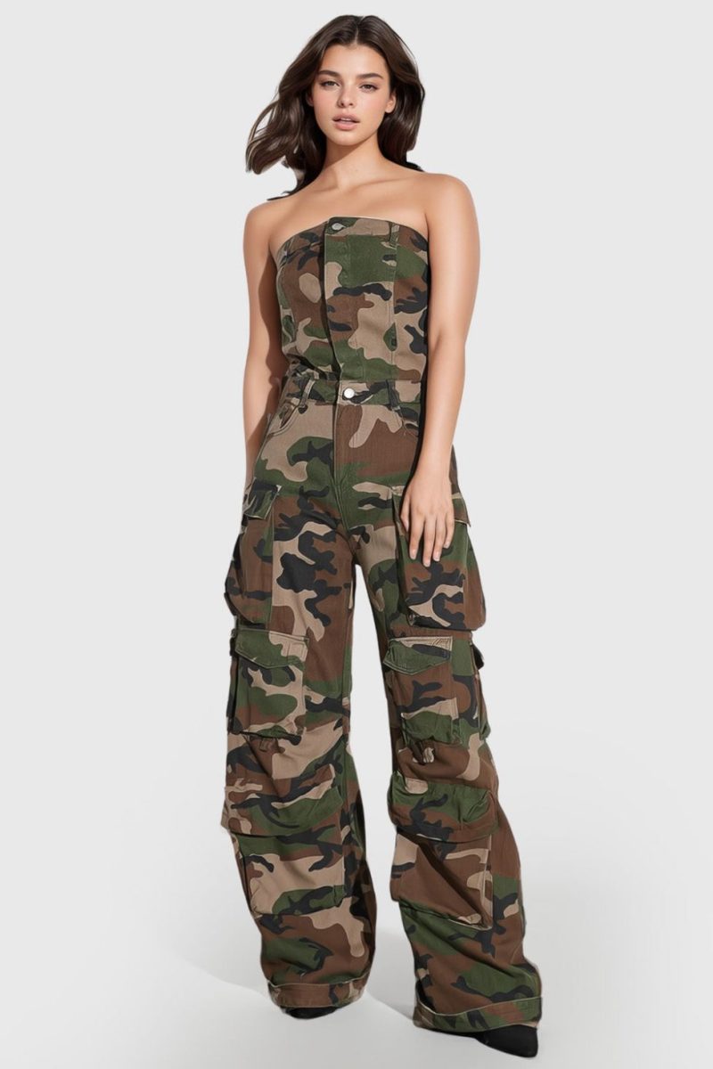 HazelCamouflagePrintedStraplessJumpsuit 5