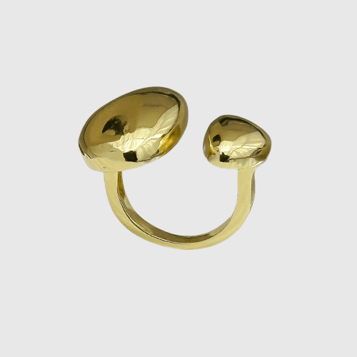 Henley Glossy Drop Asymmetric Rings In Gold 1