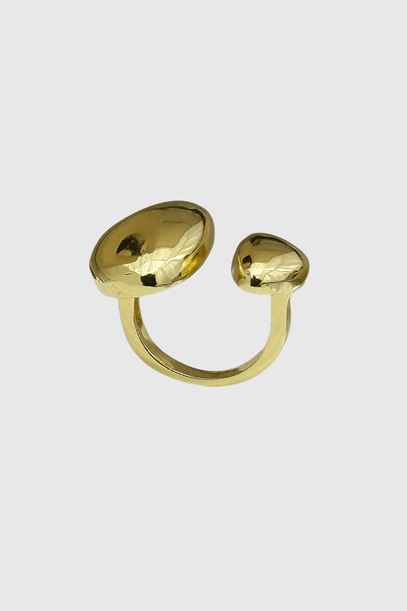 Henley Glossy Drop Asymmetric Rings In Gold 1