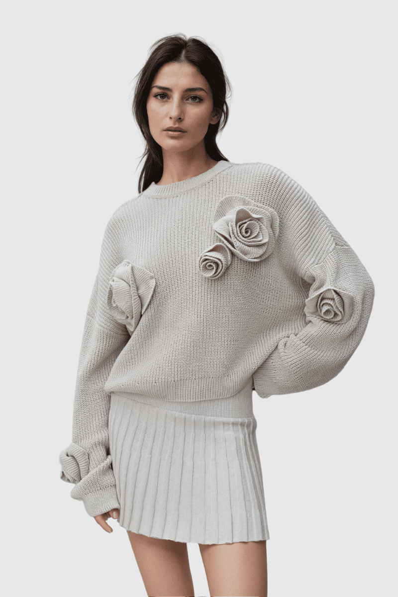 JasminFlowerLongSleeveKnitTopInApricot 1