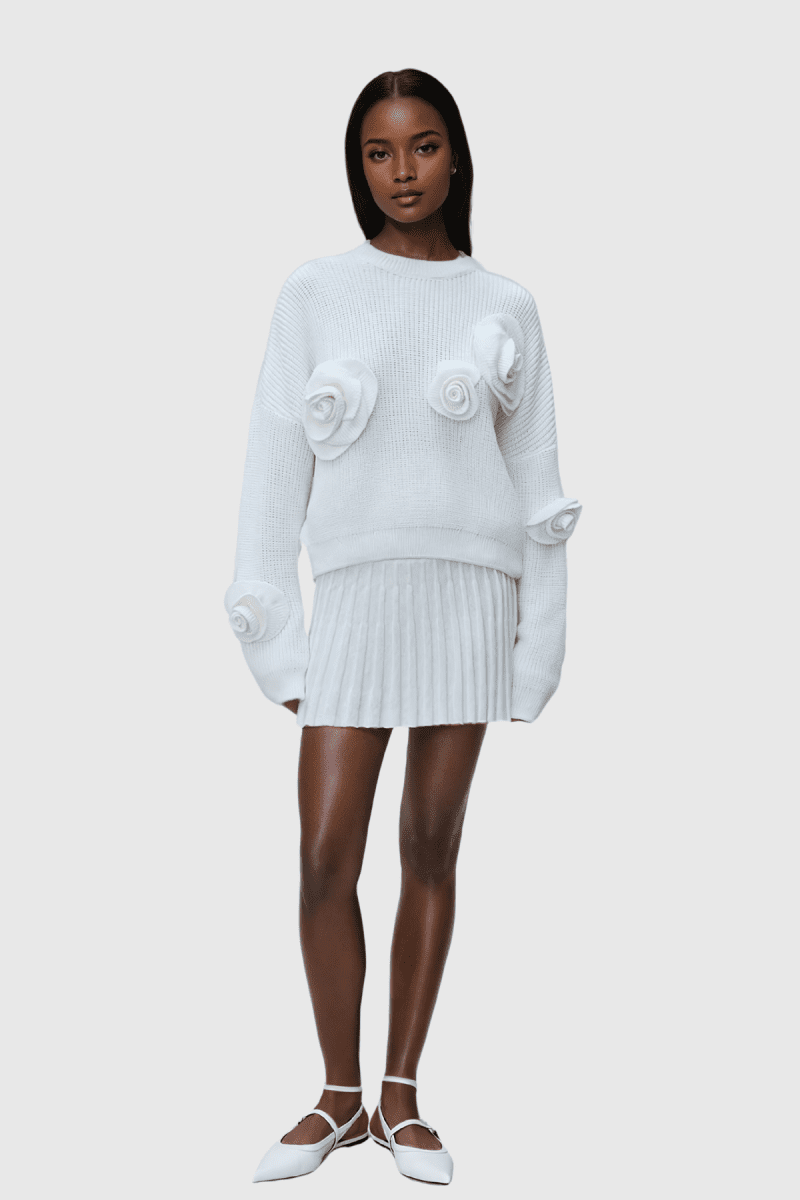 JasminFlowerLongSleeveKnitTopInWhite 2