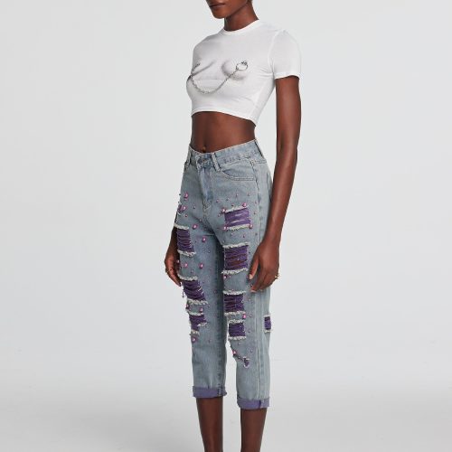 Jill Pearl Patchwork Torn Jeans 2