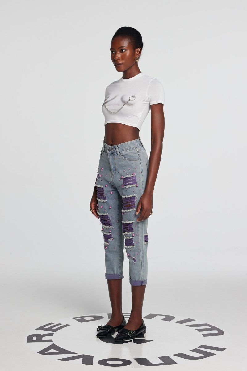 Jill Pearl Patchwork Torn Jeans 2