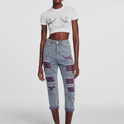 Jill Pearl Patchwork Torn Jeans 4